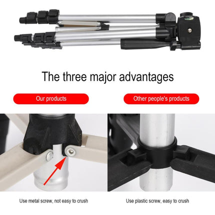 3120 Live Broadcast Tripod 4-Section Folding Legs Aluminum Alloy Tripod Mount with U-Shape Three-Dimensional Tripod Head for DSLR & Digital Camera, Adjustable Height: 34-103cm