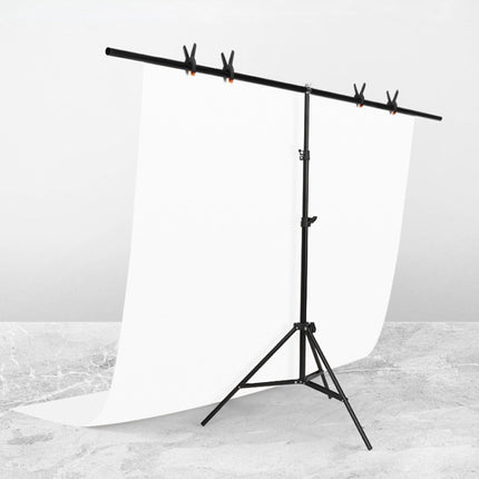 200x200cm T-Shape Photo Studio Background Support Stand Backdrop Crossbar Bracket Kit with Clips, No Backdrop, 200x200cm