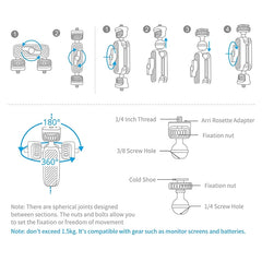 PGYTECH 360 Degree Adjustment Magic Arm Bracket Mount for SLR Camera