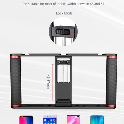 YELANGU PC05 YLG0909B Vlogging Live Broadcast Smartphone Metal Cage Video Rig Filmmaking Recording Handle Stabilizer Bracket for iPhone, Galaxy, Huawei, Xiaomi, HTC, LG, Google, and Other Smartphones, YLG0909B