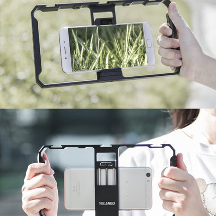 YELANGU  PC06 YLG0909A Vlogging Live Broadcast Smartphone Metal Cage Video Rig Filmmaking Recording Handle Stabilizer Bracket for iPhone, Galaxy, Huawei, Xiaomi, HTC, LG, Google, and Other Smartphones, YLG0909A