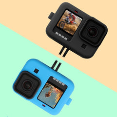 Für GoPro HERO10 Schwarz/HERO9 Schwarz Silikon Schutzhülle Abdeckung mit Handgelenk Strap &amp; Objektiv Abdeckung, für GoPro HERO10 Schwarz