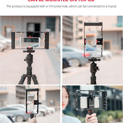 YELANGU PC02A Vlogging Live Broadcast Plastic Cage Video Rig Filmmaking Stabilizer Bracket for iPhone, Galaxy, Huawei, Xiaomi, HTC, LG, Google, and Other Smartphones, PC02A