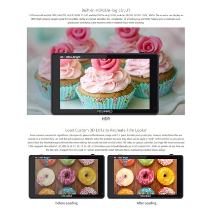 FEELWORLD LUT6 1920x1080 2600 nits 6 inch IPS Screen HDMI 4K Touch Control Camera Field Monitor