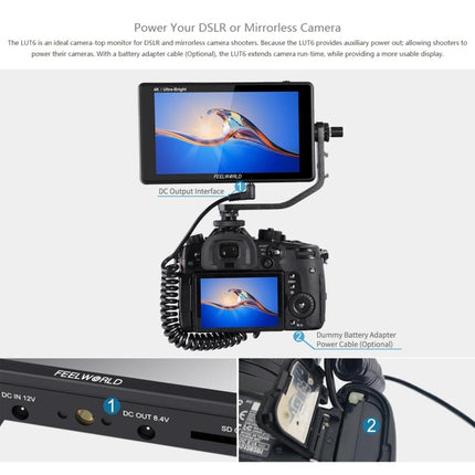 FEELWORLD LUT6 1920x1080 2600 nits 6 inch IPS Screen HDMI 4K Touch Control Camera Field Monitor