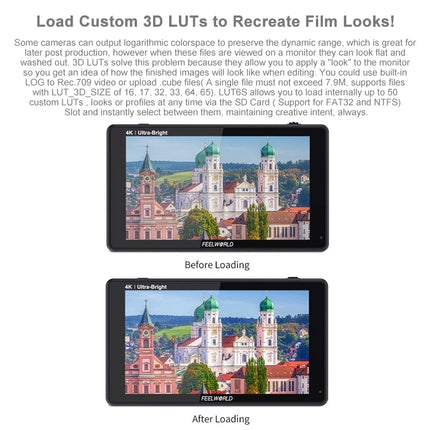 FEELWORLD LUT6S 1920x1080 2600 nits 6 inch IPS Screen HDMI 4K Touch Screen SDI HDI Camera Field Monitor