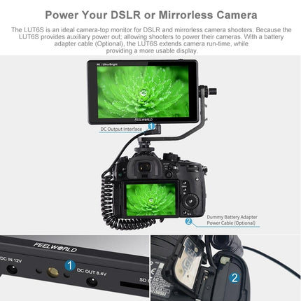FEELWORLD LUT6S 1920x1080 2600 nits 6 inch IPS Screen HDMI 4K Touch Screen SDI HDI Camera Field Monitor