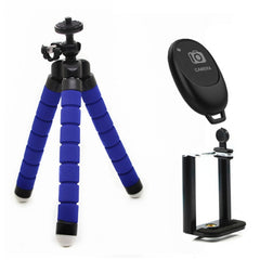 Mini Octopus Flexible Foam Tripod Holder with Phone Clamp & Remote Control