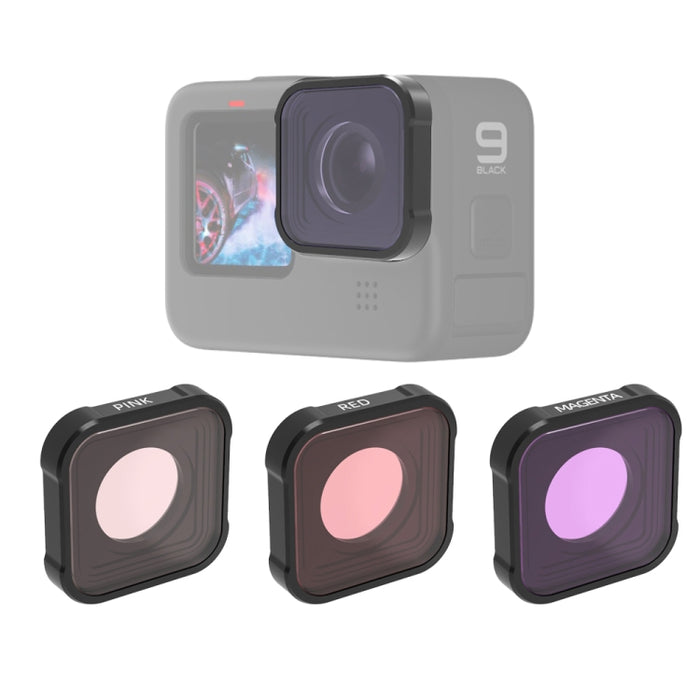 Filtro de color para lentes de buceo JSR serie KB (rojo, magenta y rosa) para GoPro HERO13 Black /12 Black /11 Black /10 Black /9 Black, filtro de color 3 en 1