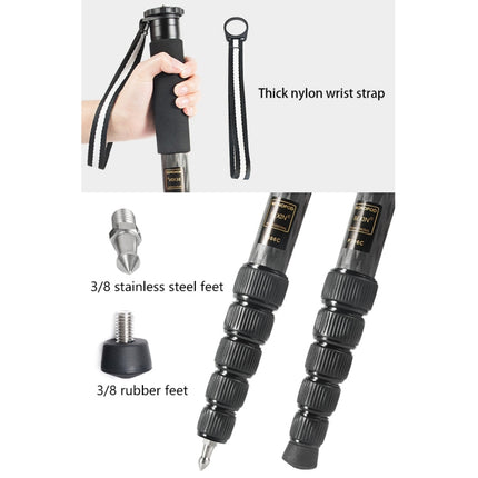 BEXIN P306C Portable Travel Outdoor DSLR Camera Carbon Fiber Monopod Holder, P306C