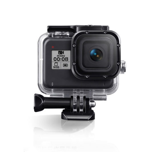 For GoPro HERO8 Black 45m Waterproof Housing Protective Case with Buckle Basic Mount & Screw & Floating Bobber Grip & Strap & Anti-Fog Inserts, Transparent HERO8 Case