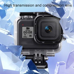 For GoPro HERO8 Black 45m Waterproof Housing Protective Case with Buckle Basic Mount & Screw & Floating Bobber Grip & Strap & Anti-Fog Inserts, Transparent HERO8 Case