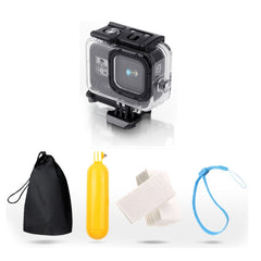 For GoPro HERO8 Black 45m Waterproof Housing Protective Case with Buckle Basic Mount & Screw & Floating Bobber Grip & Strap & Anti-Fog Inserts, Transparent HERO8 Case