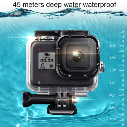 For GoPro HERO8 Black 45m Waterproof Housing Protective Case with Buckle Basic Mount & Screw & (Purple, Red, Pink) Filters & Floating Bobber Grip & Strap & Anti-Fog Inserts, Black HERO8 Case+Filters