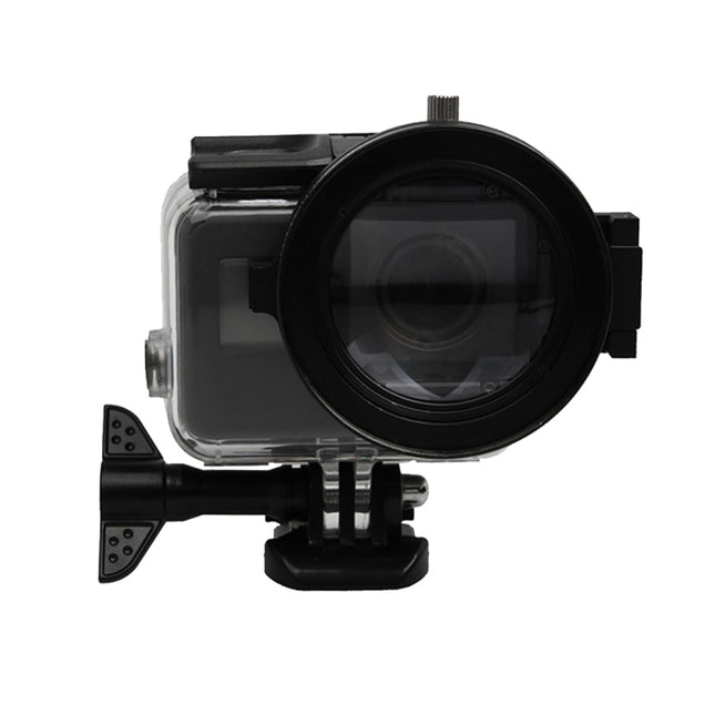 Für GoPro HERO5 Sport-Actionkamera, professionelles 58-mm-16-fach-Makroobjektiv, Nahaufnahmefilter mit Objektivsockel und Adapterring, Objektivschutzkappe, Anti-Verlust-Handschlaufe und Reinigungstuch