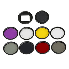 For GoPro HERO5 Sport Action Camera Proffesional 52mm Lens Filter(CPL + UV + ND8 + ND2 + Star 8 + Red + Yellow + FLD / Purple) & Waterproof Housing Case Adapter Ring, 10 in 1