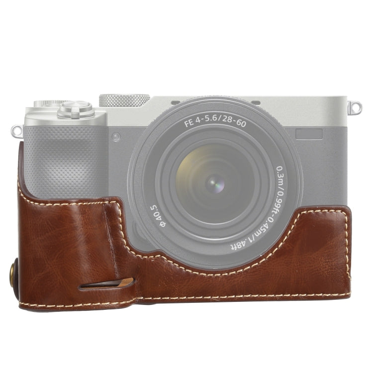 1/4 inch Thread PU Leather Camera Half Case Base for Sony ILCE-7C/A7C
