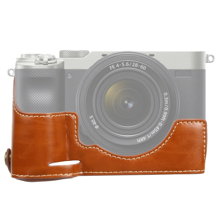 1/4 inch Thread PU Leather Camera Half Case Base for Sony ILCE-7C/A7C