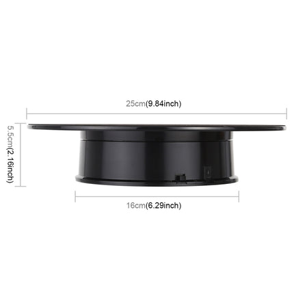 25cm 360 Degree Electric Rotating Mirror Surface Turntable Display Stand Video Shooting Props Turntable for Photography, Load 3kg, Powered by Battery, 25cm Mirror/Powered by Battery(B), 25cm Mirror/Powered by Battery(W), 25cm Mirror/Powered by Battery(WB)
