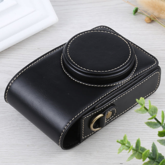 Vertical Flip Full Body Camera PU Leather Case Bag with Strap for Ricoh GR III / GRII, Sony ZV-1 / DSC-RX100M7 / RX100M6 / RX100M5 / RX100M2