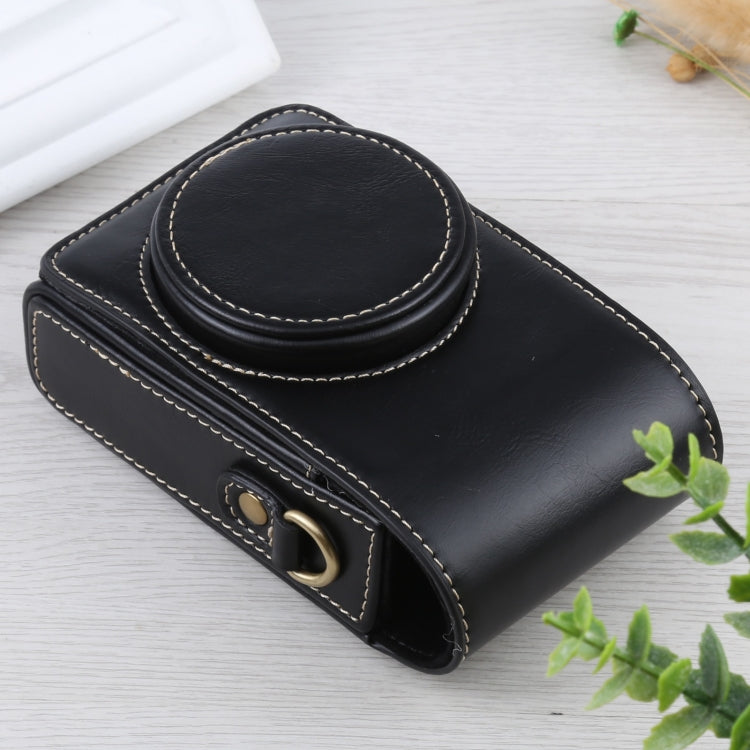 Vertical Flip Full Body Camera PU Leather Case Bag with Strap for Ricoh GR III / GRII, Sony ZV-1 / DSC-RX100M7 / RX100M6 / RX100M5 / RX100M2