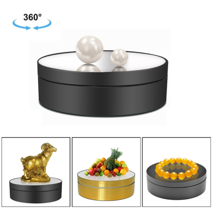 12cm 360 Degree Rotating Turntable Mirror Electric Display Stand Video Shooting Props Turntable, Load: 3kg, 12cm Mirror Black, 12cm Mirror White