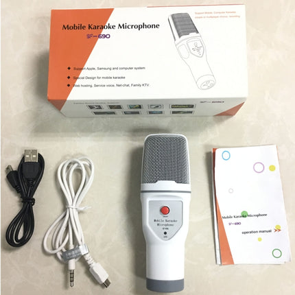 SF-690 Kondensatormikrofon für die Karaoke-Aufnahme von Mobiltelefonen, professionelles Kondensatormikrofon für Karaoke-Live-Chat