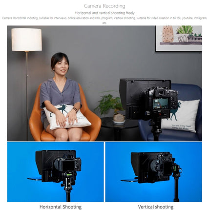 FEELWORLD TP10 Portable 10-inch Folding Teleprompter with Remote Control Lens Adapter Ring For Below 10 inches Smartphone / Tablet, TP10