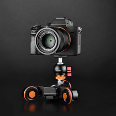 YELANGU L4X-BC Camera Wheel Dolly II Electric Track Slider 3-Wheel Video Pulley Rolling Dolly Car with Ballhead, Load: 3kg, L4X-BC