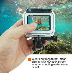 45m Waterproof Housing Protective Case + Touch Screen Back Cover for GoPro NEW HERO /HERO6 /5, with Buckle Basic Mount & Screw, No Need to Remove Lens, Touch Screen (Transparent), Touch Screen (Black)