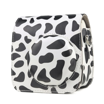 Milk Cow Full Body PU Leather Case Camera  Bag with Strap for FUJIFILM instax mini 7+