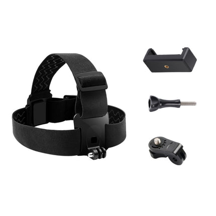 Correa de cabeza ajustable con montaje elástico con abrazadera para teléfono y tornillo y adaptador tipo S para GoPro HERO10 Black / HERO9 Black /8 /7 /6 /5, Xiaoyi y otras cámaras de acción, teléfonos inteligentes
