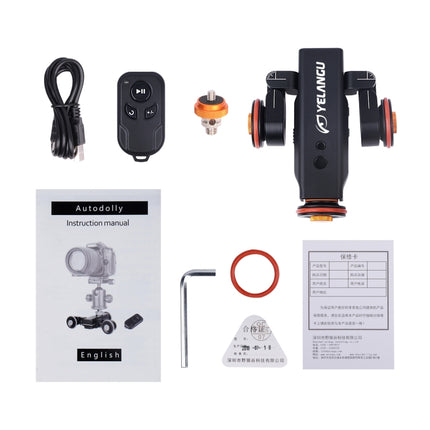 YELANGU L4X Camera Wheel Dolly II Electric Track Slider 3-Wheel Video Pulley Rolling Dolly Car with Remote Control for DSLR / Home DV Cameras, GoPro, Smartphones, Load: 3kg, L4X Dolly Car Black