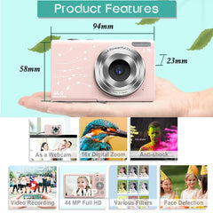 DC402 2.4 inch 44MP 16X Zoom 1080P Full HD Digital Camera Children Card Camera, US Plug, US Plug