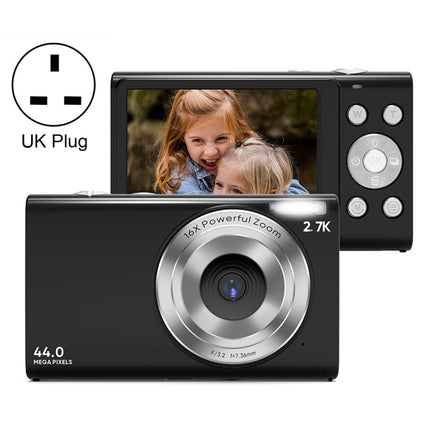 Cámara digital para niños DC402 de 2,4 pulgadas, 44 MP, zoom 16X, 2,7 K, Full HD, enchufe británico
