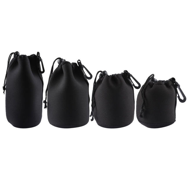 4 PCS Neoprene SLR Camera Lens Carrying Bag Pouch Bag with Carabiner, Size: 10x22cm, 10x14cm, 10x18cm, 8x10cm