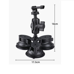 Triangle Suction Cup Mount Holder with Tripod Adapter & Steel Tether & Safety Buckle, Triangle Suction Cup