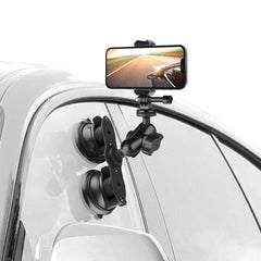 Triangle Suction Cup Mount Holder with Tripod Adapter & Steel Tether & Safety Buckle, Triangle Suction Cup