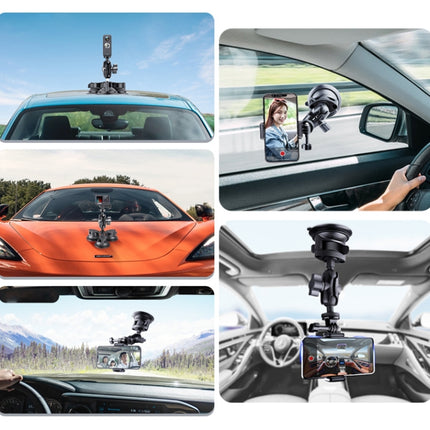 Triangle Suction Cup Mount Holder with Tripod Adapter & Steel Tether & Safety Buckle, Triangle Suction Cup