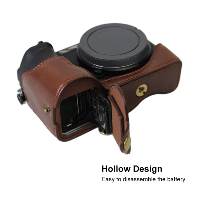 1/4 inch Thread PU Leather Camera Half Case Base for Sony ILCE-A6500 / A6500