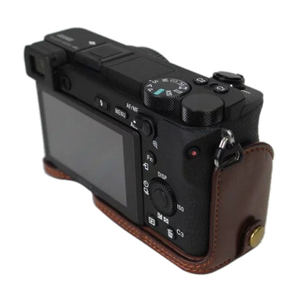 1/4 inch Thread PU Leather Camera Half Case Base for Sony ILCE-A6500 / A6500