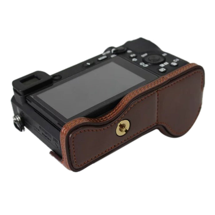 1/4 inch Thread PU Leather Camera Half Case Base for Sony ILCE-A6500 / A6500
