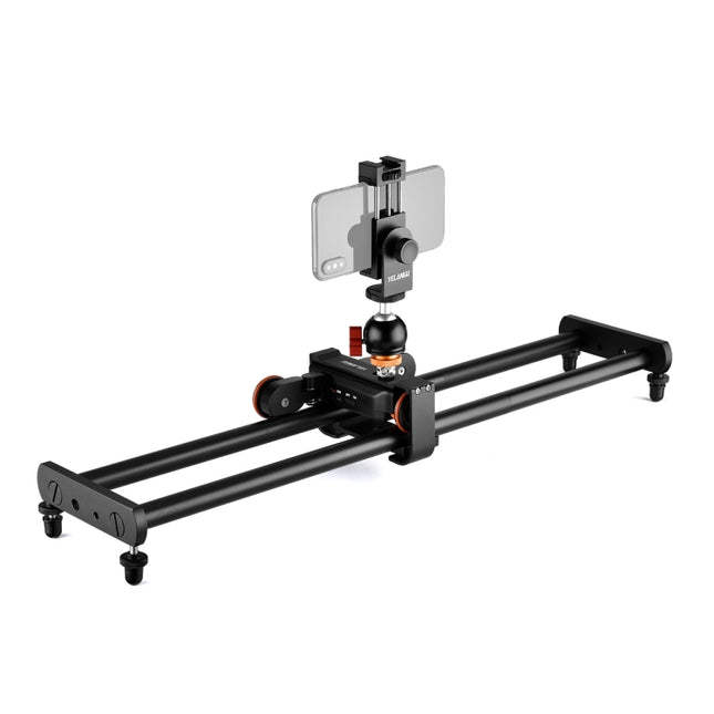 YELANGU L60E 60cm Slide Rail Track + L4 3-Wheel Video Dolly with Phone Clamp & Ballhead, L60E+L4X+PC03+T1