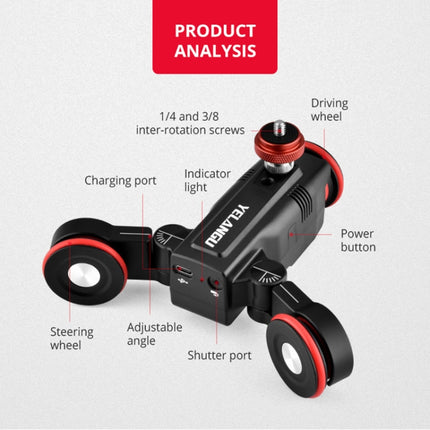 YELANGU L50E 60cm Splicing Camera Slider Dolly Rail + L5i Dolly Car