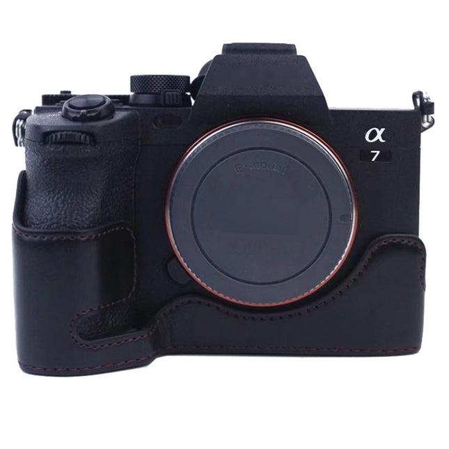 1/4 inch Thread PU Leather Camera Half Case Base for Sony A7 IV, For Sony A7 IV