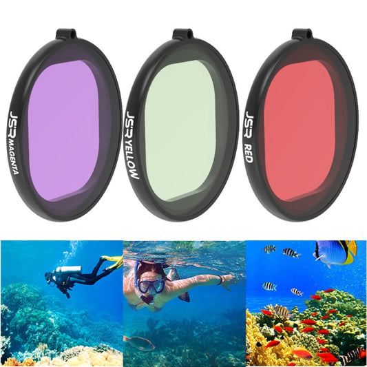 JSR Round Housing Diving 3 in 1 Red + Yellow + Purple Lens Filter for GoPro HERO8 Black, 3 in 1 Color Filter