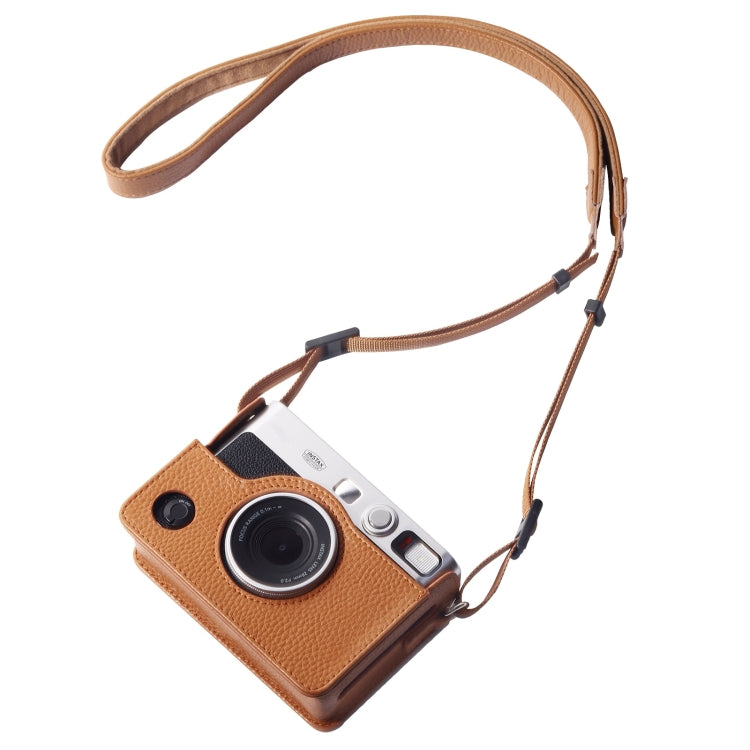 For FUJIFILM instax mini Evo Full Body Camera Genuine Leather Case Bag with Strap