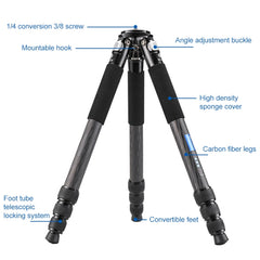 BEXIN RC334 Portable Collapsible Carbon Fiber Camera Tripod with K44 Panoramic BallHead