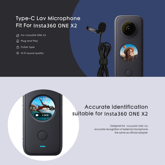 Für Insta360 ONE X2 Lavalier Clip Typ-C Aufnahme Mikrofon, Für Insta360 ONE X2