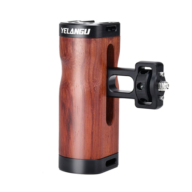 YELANGU LW-B01-2 Side Wooden Handle Handgrip with Cold Shoe for LW-B01 Camera Cage, LW-B01-2